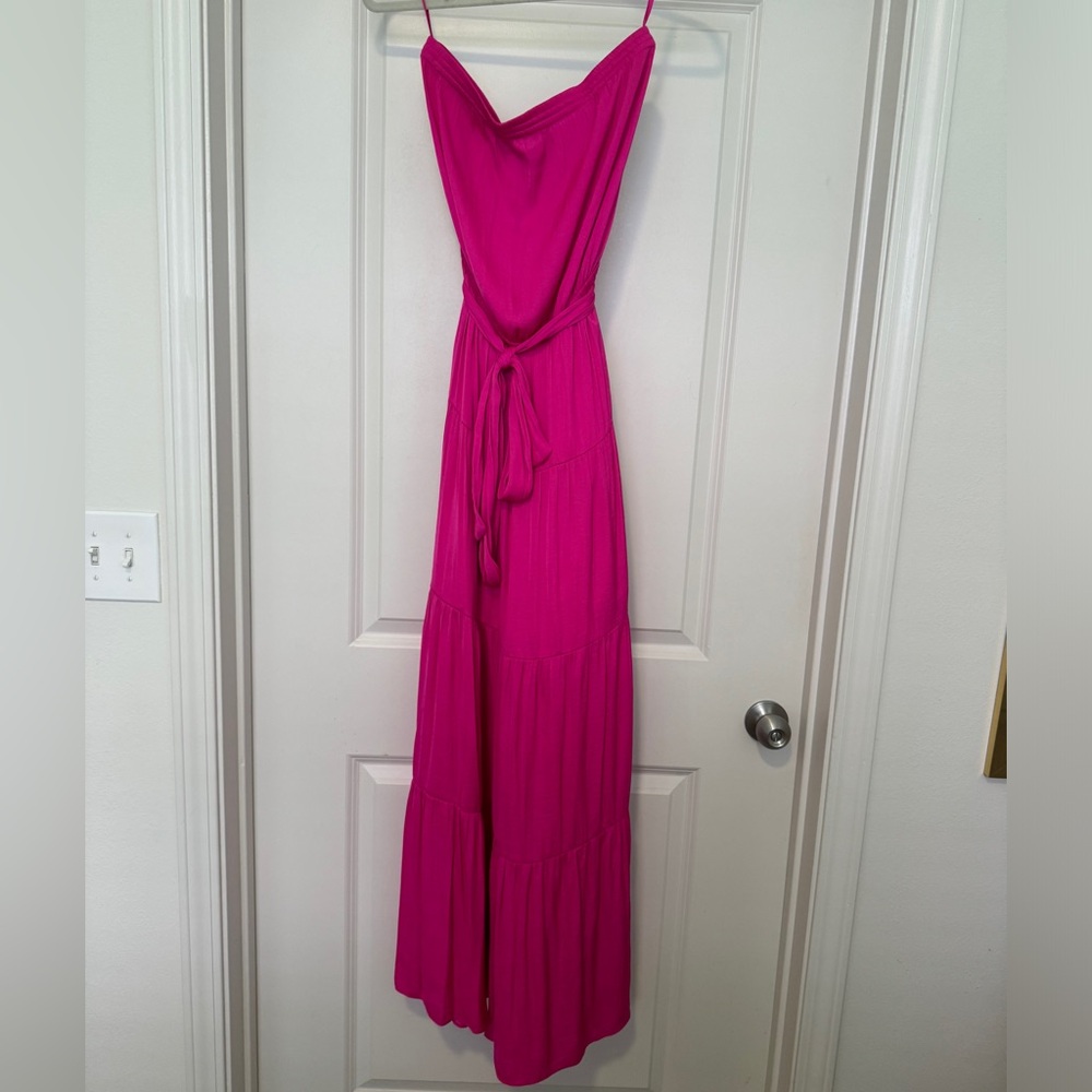 Naked zebra pink strapless maxi dress